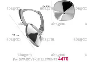 Silver Earrings, to 4470 Swarovski of 12 mm